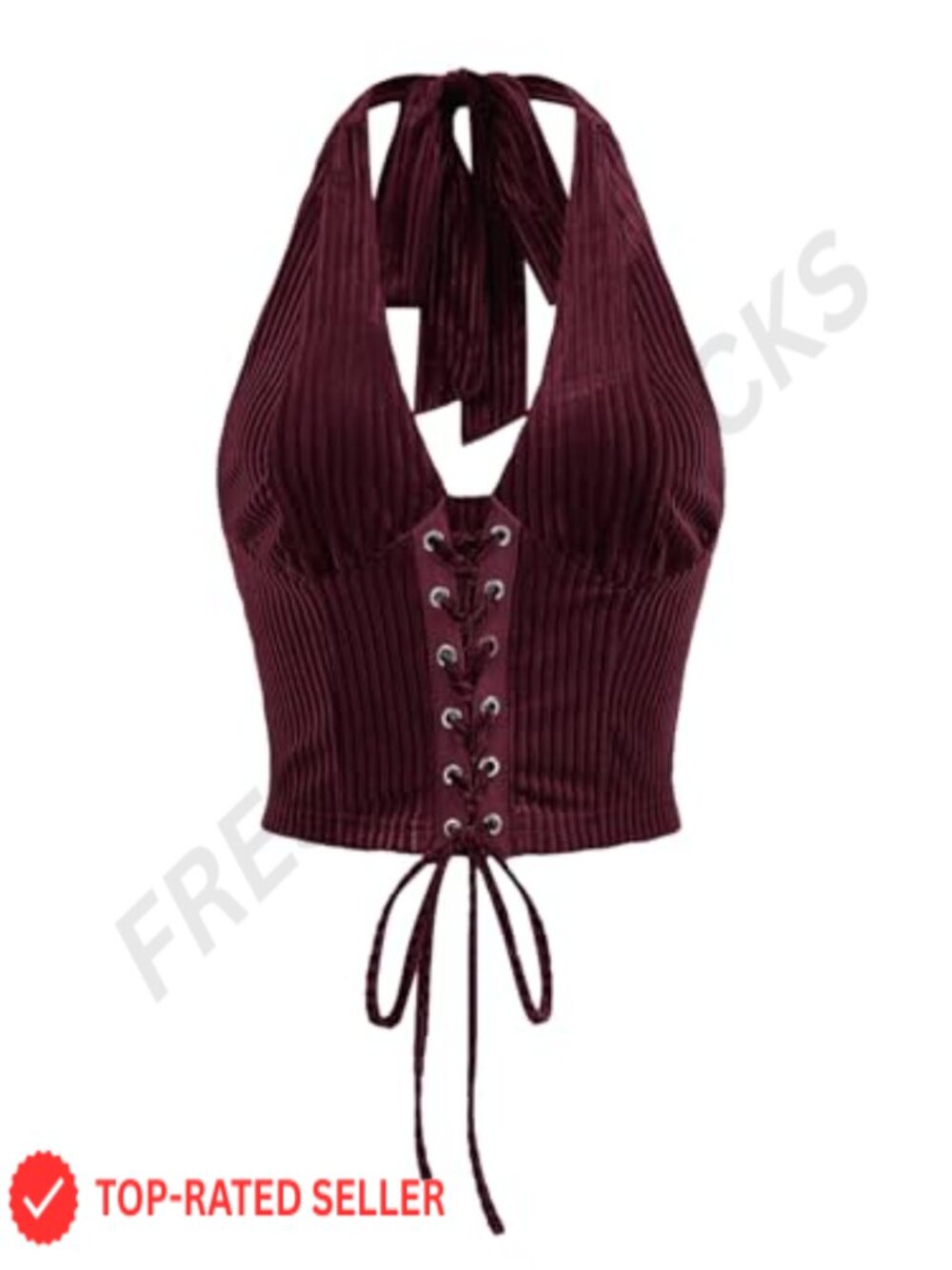 Women's Western Halter Corset Crop Top Lace Up Backless Sleeveless